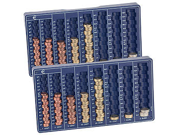Münzsammler aus Kunststoff 118,20 Geld-Zähler Abschließbar mit Schlüssel Euro Münzsortierer Spardose blau 24 cm Mit Skala Geldsortierer für max 