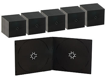DVD Hüllen: PEARL Doppel CD Slim Soft Boxen im 50er-Set, 7 mm, schwarz