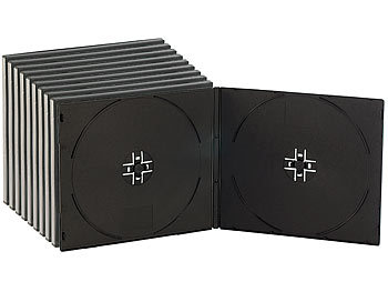 CD Tasche: PEARL Doppel CD Slim Soft Boxen im 10er-Set, 7 mm, schwarz