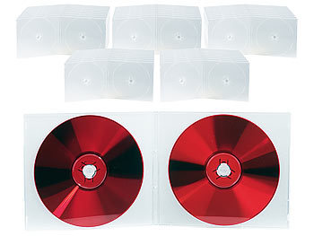 leere CD Hüllen: PEARL Doppel CD Slim Soft Boxen im 50er-Set, 7 mm, transparent