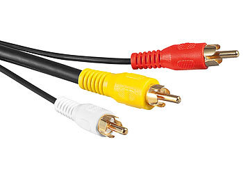 AV Cinch Kabel 3 adrig 3 m 3x Cinch Stecker gelb rot weiß stereo Bild Ton 3,0 m 