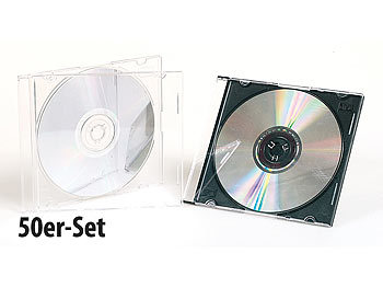 PEARL 50er-Set Slim-CD-Hüllen transparent/schwarz
