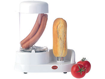 Bockwurstwärmer: Rosenstein & Söhne Hotdog-Maker mit beheizbarer Stange aus rostfreiem Edelstahl, 350 Watt