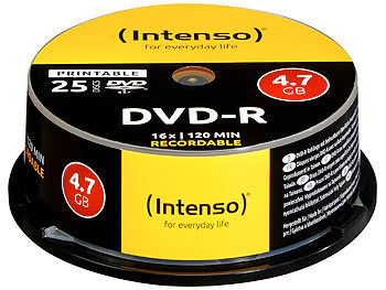 Spindel DVD-Rohlinge: Intenso DVD-R 4.7GB 16x printable, 25er-Spindel