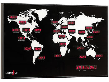 Weltuhr: Lunartec Digitale Weltzeit-Uhr mit 24 Weltstädten