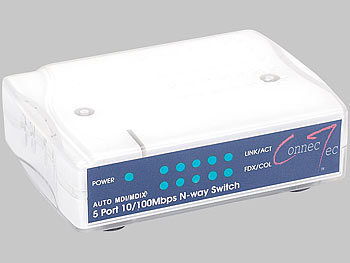 ConnecTec Ultrakompakter 5-Port Netzwerk-Switch 10/100MBit