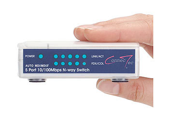 ConnecTec Ultrakompakter 5-Port Netzwerk-Switch 10/100MBit