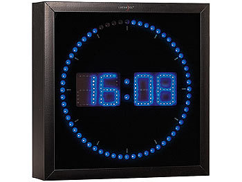 Lunartec LED-Wanduhr mit Sekunden-Lauflicht aus blauen LEDs (Versandrückläufer)