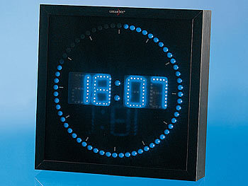 Lunartec LED-Wanduhr mit Sekunden-Lauflicht aus blauen LEDs