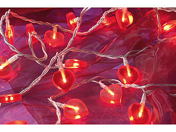 10 LEDs Herzen metall LED-Lichterkette - rot 