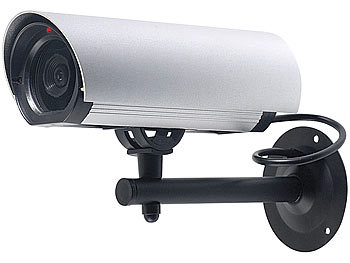 VisorTech 2er-Set Profi-Überwachungskamera-Attrappen Alu-Gehäuse mit LED