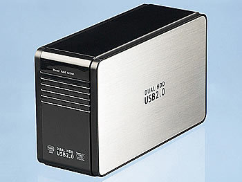 c-enter Dual-Festplattengehäuse mit RAID-Funktion für SATA-Festplatten, USB2.0