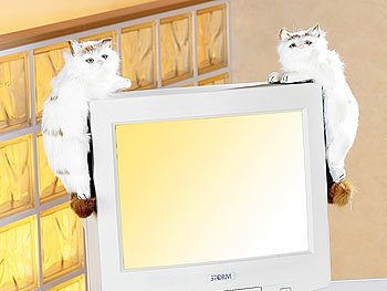 PEARL Hängendes Katzenpaar für Monitore und Röhrenfernseher