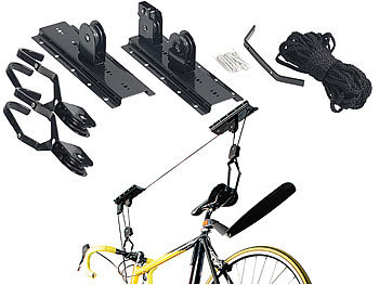Fahrradlift: AGT Platzsparender Fahrrad-Aufhänger mit komfortablem Liftsystem, bis 20kg
