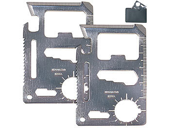 Multitool Scheckkarte: PEARL 2er-Set 14in1-Multi-Tools im Scheckkartenformat