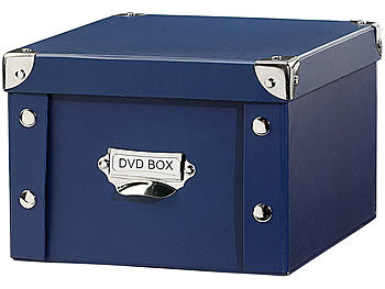 PEARL Blaue Archiv-Box für DVDs 22x15x23 cm