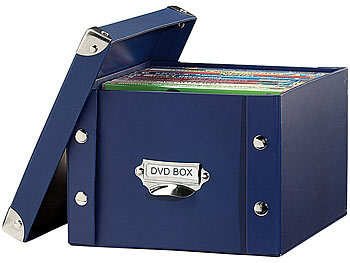 PEARL Blaue Archiv-Box für DVDs 22x15x23 cm