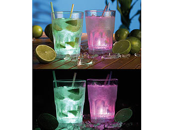 Lunartec 2er-Set Longdrink-Gläser mit LED-Farbwechsler, je 350 ml