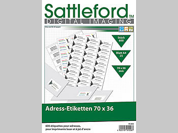 Sattleford 600 Adress-Etiketten 70x36 mm Universal für Laser/Inkjet