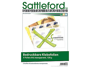 Bedruckbare Folie: Sattleford 5 Klebefolien A4 transparent für Inkjet