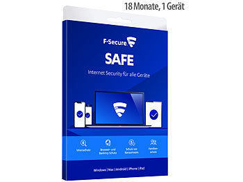 Software: F-Secure SAFE Internet Security, 1 Gerät, 12 Monate + 6 Monate gratis