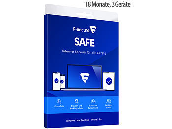 Virenschutz: F-Secure SAFE Internet Security, 3 Geräte, 12 Monate + 6 Monate gratis
