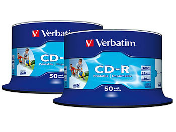 Verbatim CD-R 700MB Super AZO WIDE-Printable, 2x50er-Spindel