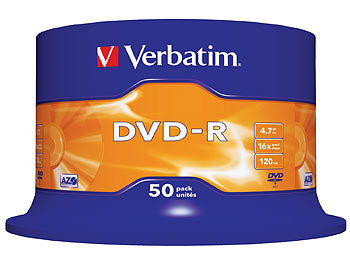 Spindel DVDs: Verbatim DVD-R Rohlinge 16x AZO-Beschichtung, 50er-Spindel