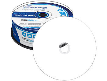 MediaRange Blu-ray-Rohling BD-R 25GB printable 4x, 25er-Spindel