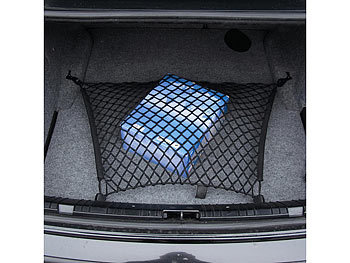 Lescars Auto-Netz Kofferraum: Universal Kofferraum Gepäcknetz, 70 x 70cm  dehnbar, inkl. Klammern (Gepäckraumnetze für Karabiner)