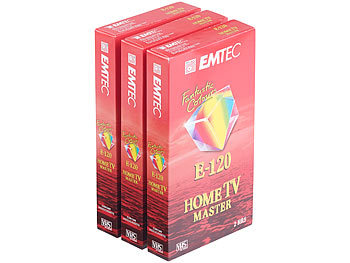 EMTEC VHS-Kassette Home TV Master 120 P3 im 3er-Pack, je 120 Minuten