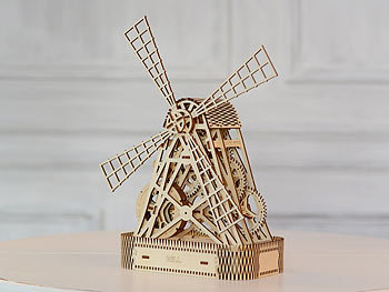 Wooden City Kinetisches 3D-Holzpuzzle "Windmühle", ohne Klebstoff