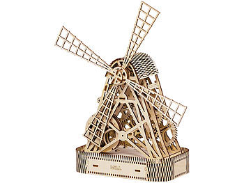 Wooden City Kinetisches 3D-Holzpuzzle "Windmühle", ohne Klebstoff