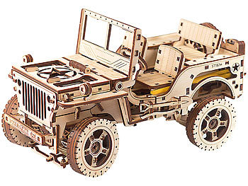 Wooden City Kinetisches 3D-Holzpuzzle "Jeep 4x4", ohne Klebstoff