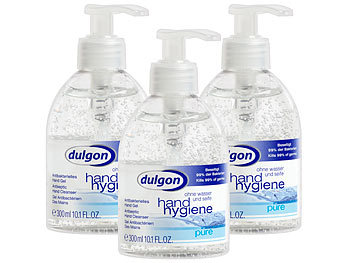 dulgon 3er-Set antibakterielle Handgels "Pure" im Pumpspender, je 300 ml