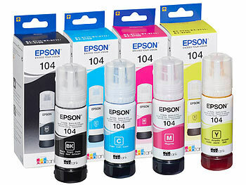 Multipack: Original Nachfülltinte, Epson: Epson Original-Nachfüll-Tinten C13T00P140 - 440, B/C/M/Y, 104-Serie, je 65ml