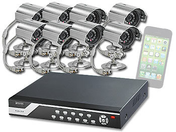 VisorTech Profi-Überwachungssystem mit HDD-Recorder & 8 CCD-Kameras