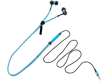 auvisio Zipper-Headset IE-400.zip mit Reißverschluss (blau)