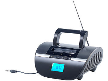 auvisio Mobiler Lautsprecher mit Bluetooth, MP3/SD/USB/Wecker/Akku, 15 Watt