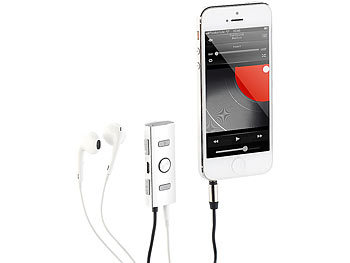 auvisio Kopfhörerverstärker mit Mikro für iPhone/Smartphone/MP3-Player