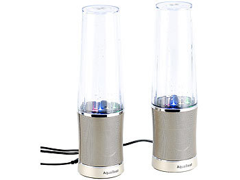 auvisio Design Wasserspiel-Lautsprecher, Lichteffekte, Metallgrill, 20 Watt