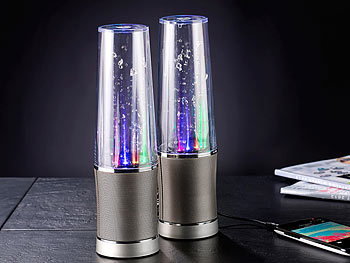 auvisio Design Wasserspiel-Lautsprecher, Lichteffekte, Metallgrill, 20 Watt