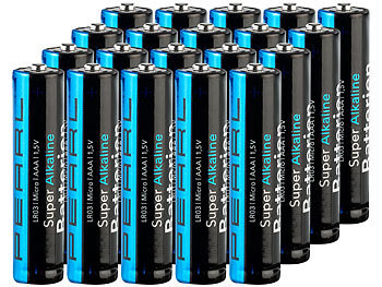 Batterieset: PEARL Super-Alkaline-Batterien Typ AAA / Micro, 1,5 Volt, 20 Stück