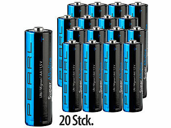 R6 Batterien: PEARL 20er-Set Super-Alkaline-Batterien Typ AA / Mignon, 1,5 V