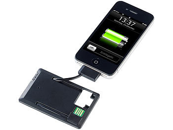 tragbare Powerbank: PEARL Notfall-Powerbank im Kreditkartenformat für iPhone 3G/3GS/4/4s