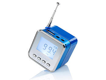 auvisio Mini-MP3-Station "MPS-550.cube" mit integriertem Radio, blau, 8 Watt