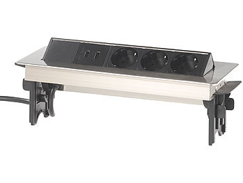 10A 250V Küchensteckdose J29L Desktop-Stecker 3fach Einbau-Tisch-Steckdose neu