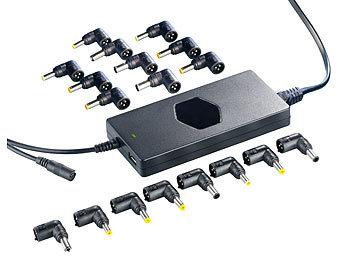 revolt Universelles Notebook-Netzteil mit USB-Port, 18 Adapter-Steckern, 90 W