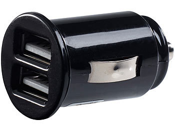 Mini USB Adapter Auto: revolt Kfz Mini-USB-Ladegerät mit 2 USB-Ports, 12/24 V, 2,1 A