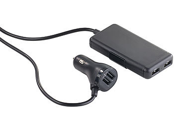 revolt Kfz-USB-Ladegerät für Vorder-/Rücksitz, 2+2-Port, 12/24 V, 36 W, 7,2 A